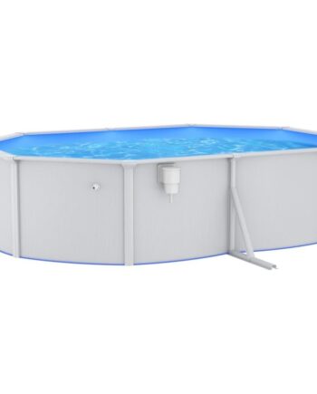 Swimmingpool Med Stålvæg 490x360x120 Oval Hvid