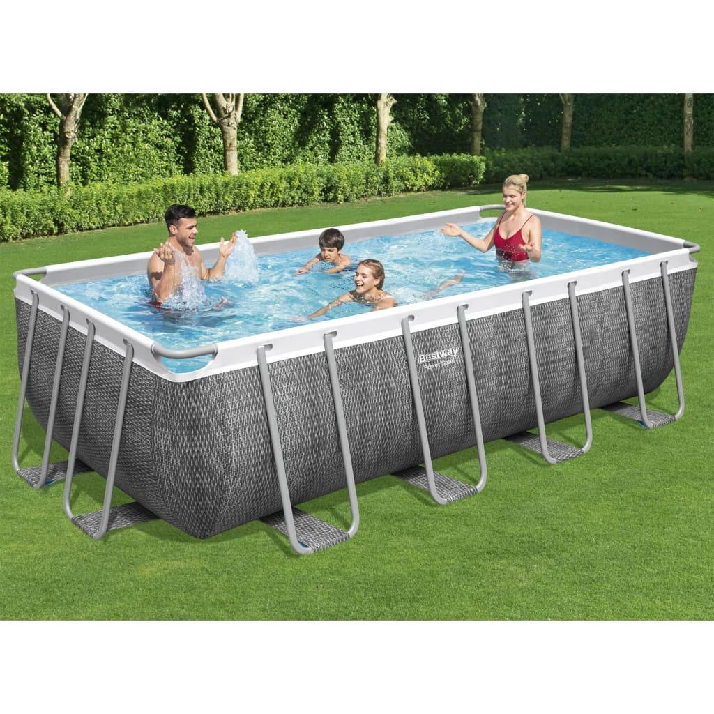 Bestway Power Steel Swimmingpool 488x244x122 Rektangulær