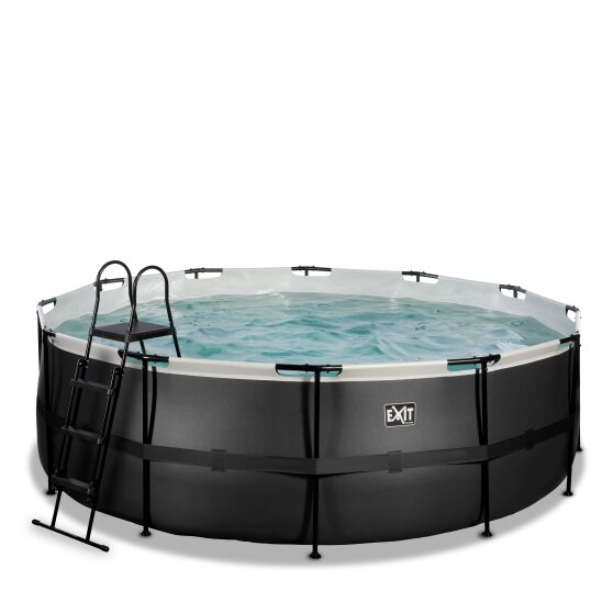 Exit Black Leather Pool ø427x122cm Med Filterpumpe Sort