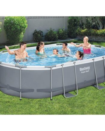 Bestway Power Steel Swimmingpoolsæt 488  305  107 Oval Fritstående Pool