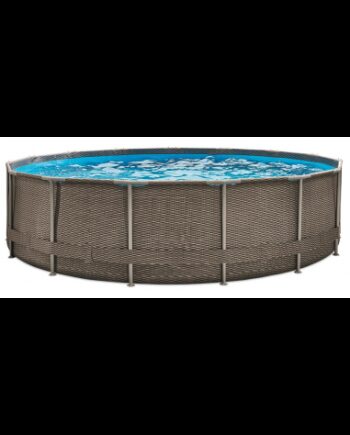 Elite Frame Fritstående Pool Komplet Sæt Stige Pumpe H107 ø457 Brun Rattanoptik