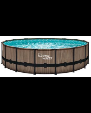 Elite Frame Fritstående Pool Komplet Sæt Stige Pumpe H122 ø488 Brun Teakoptik