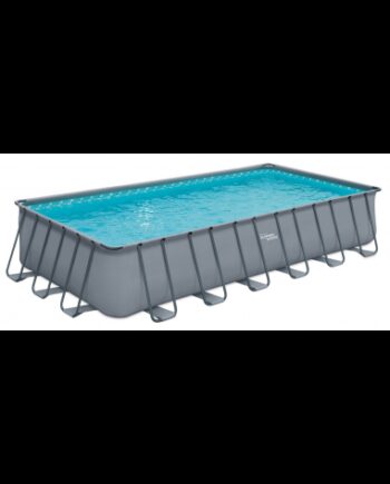 Elite Frame Fritstående Pool Komplet Sæt Stige Pumpe H132 B732 D366 Grå