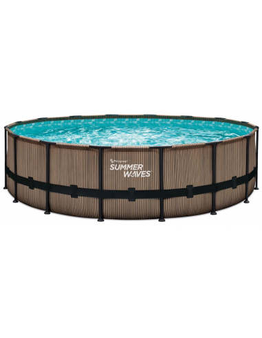 Elite Frame Fritstående Pool Komplet Sæt Stige Pumpe H132 ø549 Brun Teakoptik