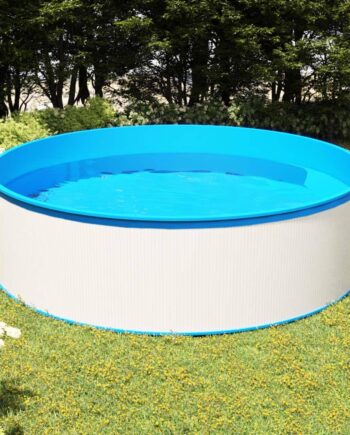Fritstående Pool 350  Hvid Blå Stål   Pvc