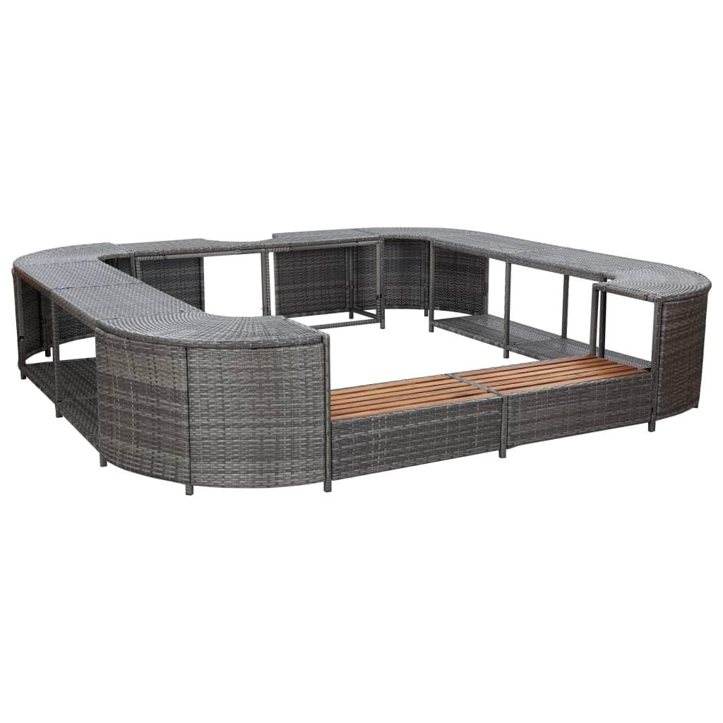 Omkrans Til Spabad 268 268 Polyrattan Grå