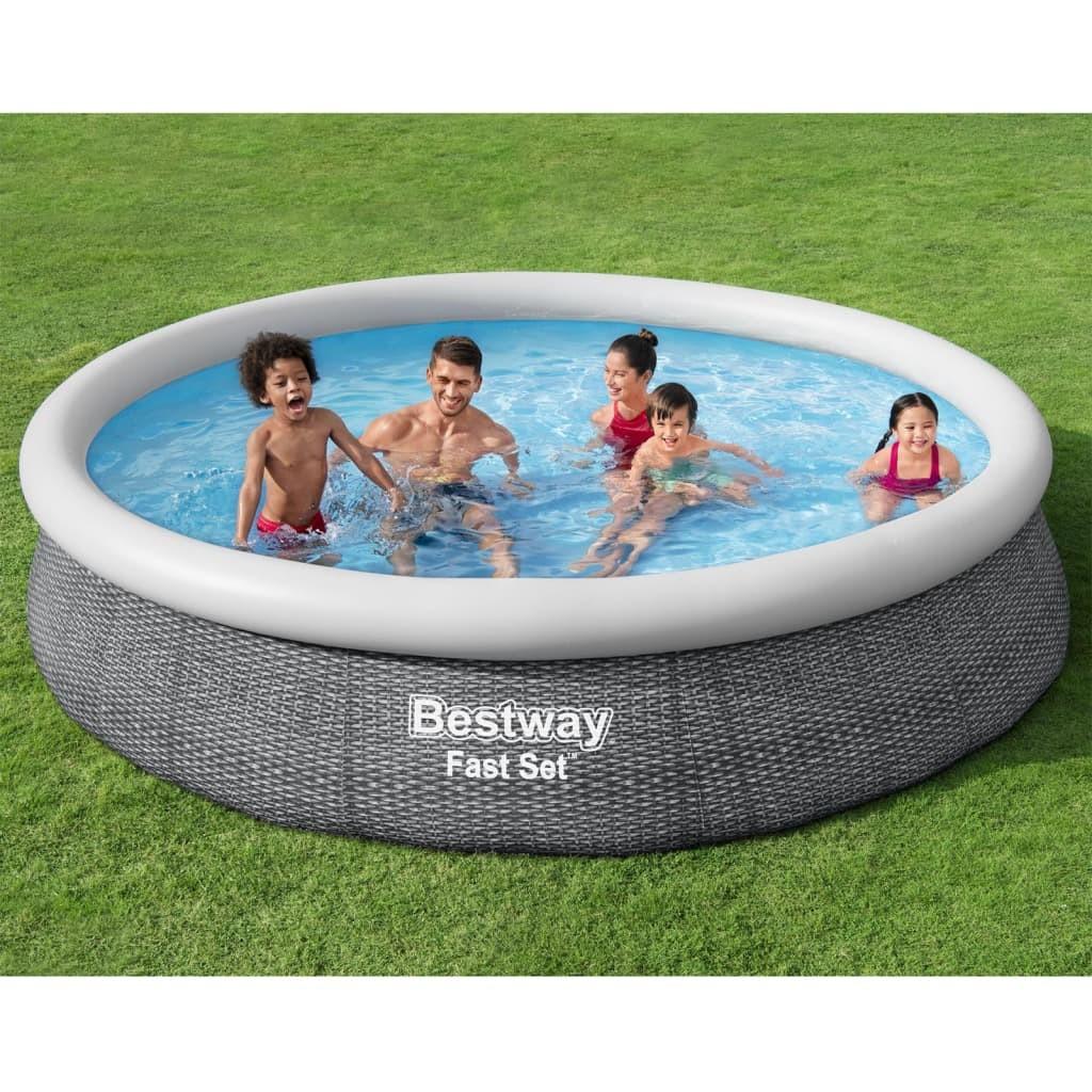 Bestway Fast Set Swimmingpool 366 Rund Grå Hvid