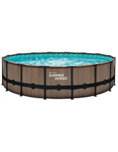 Elite Frame Fritstående Pool Komplet Sæt Stige Pumpe H122 ø488 Brun Teakoptik