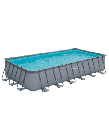 Elite Frame Fritstående Pool Komplet Sæt Stige Pumpe H132 B732 D366 Grå