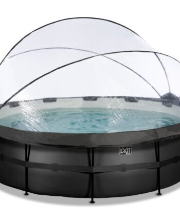 Exit Black Leather Pool ø488x122cm Med Poolskærm Sandfilterpumpe Sort