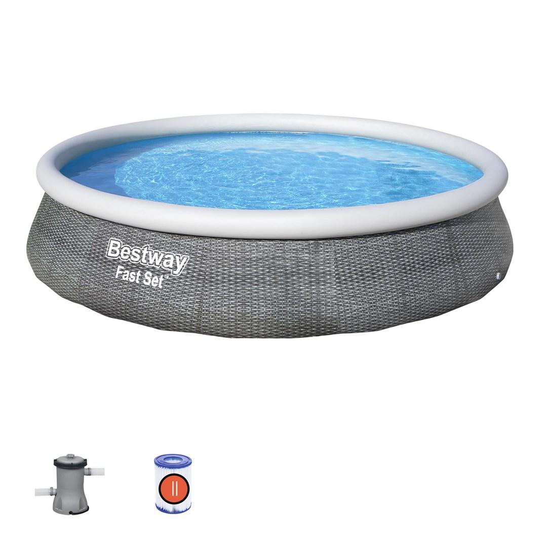 Oppustelig Pool Bestway Fast Set 57376 Grå 7340
