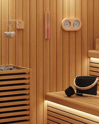 Sauna Tilbehørs Sæt Stk Sort Aluminium Massivt Fyrretræ