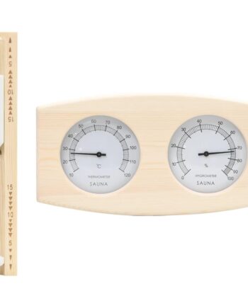 Saunasæt Med Hygrometer Timeglas Massivt Fyrretræ