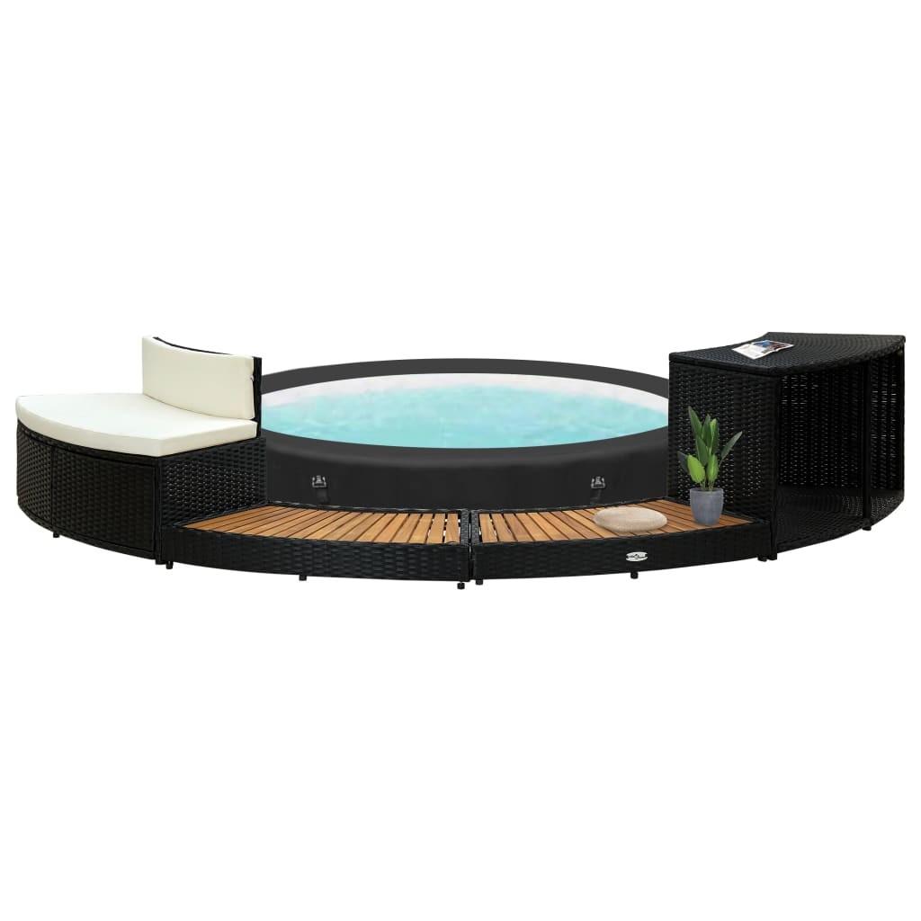 Spa Omkrans Polyrattan Akacietræ Sort