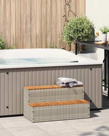 Spakant 100x50x50 Polyrattan Massivt Akacietræ Lysegrå