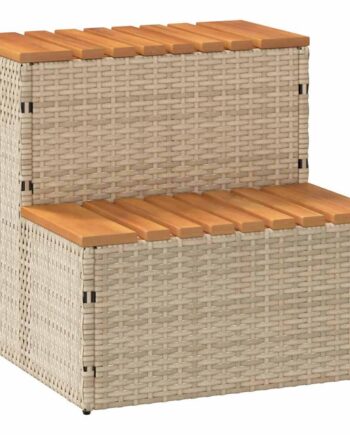 Trins Spatrin Polyrattan Akacietræ Beige